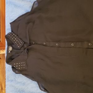 Wet seal sheer rhinestone collar blouse